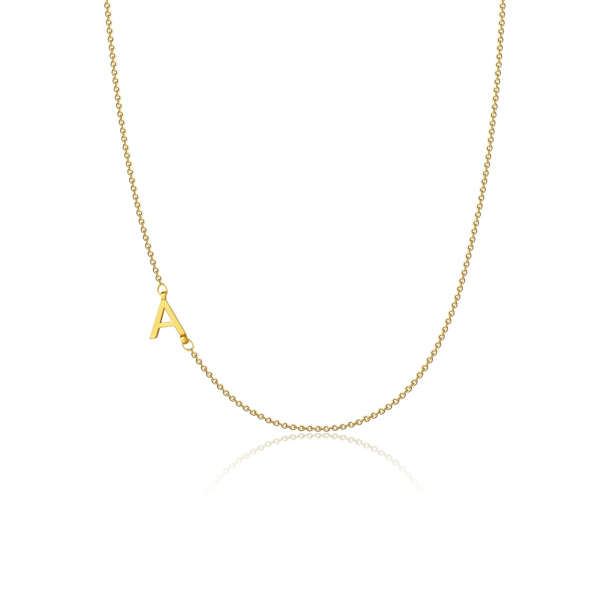 Collier initiale A à Z – métal couleur or, chaîne fine – Image 3