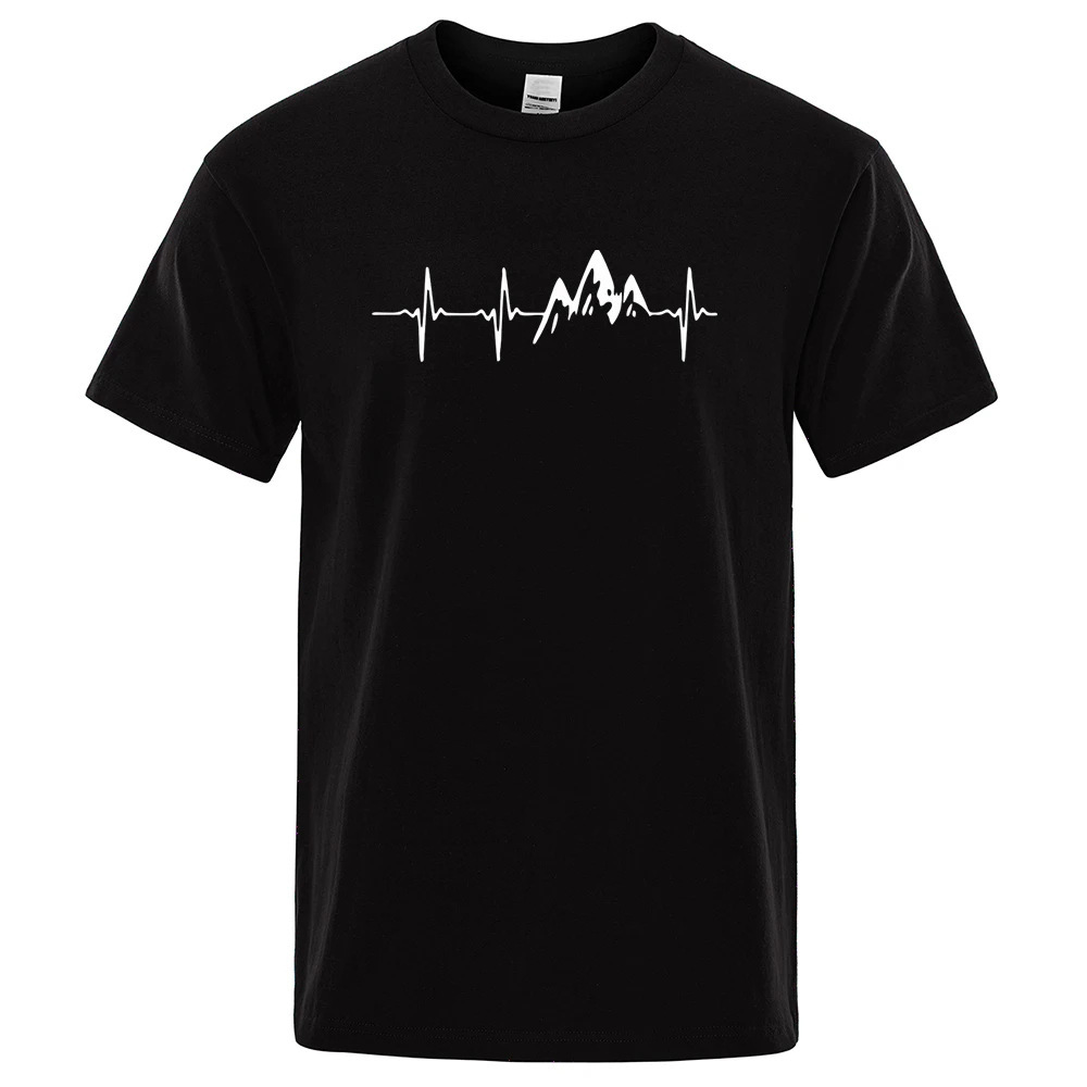 T-shirt à manches courtes Mountain ECG d'été pour homme et femme