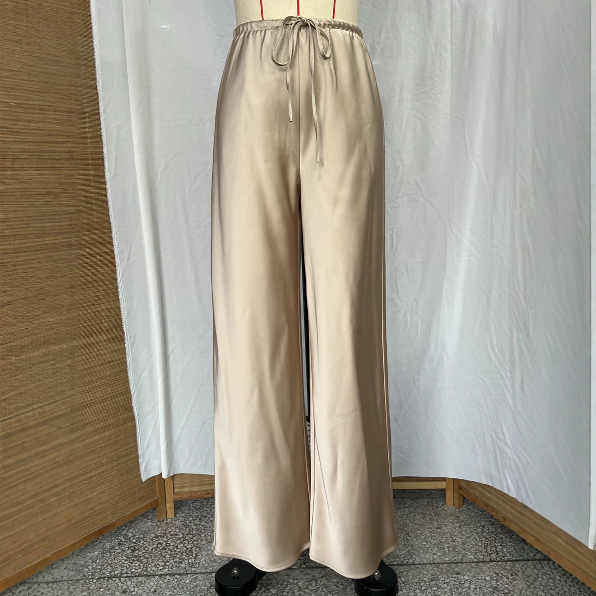 Pantalon droit décontracté pour femme, de luxe abordable, avec cordon de serrage – Image 4