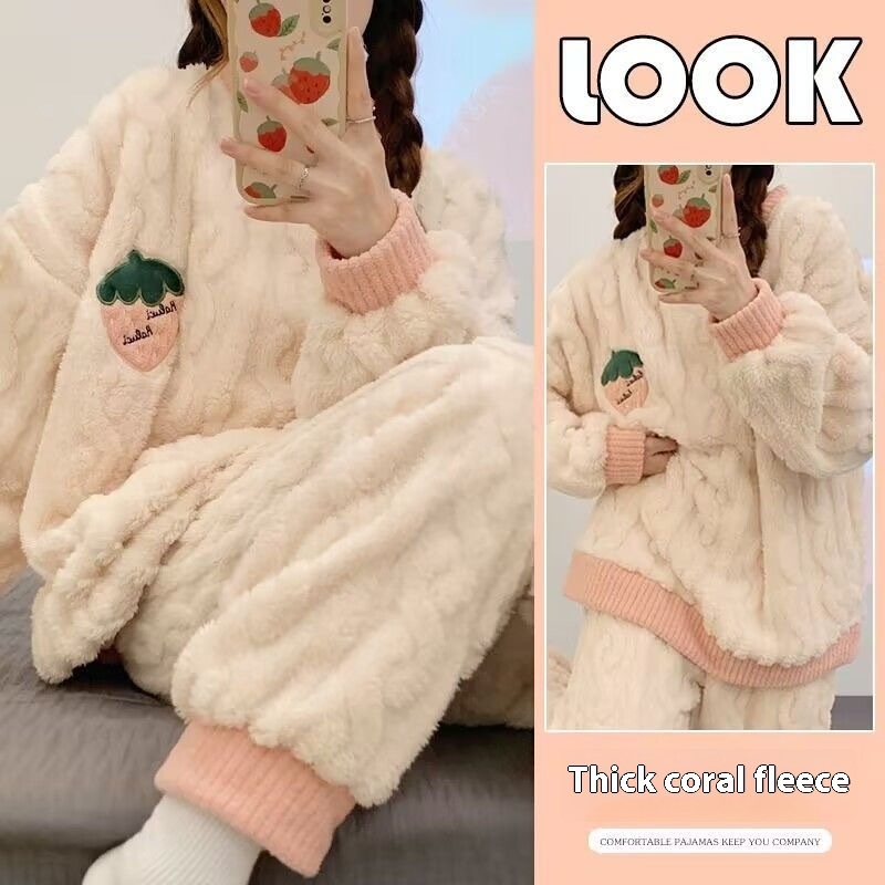 Pyjama polaire tout doux femme – ensemble peluche chaud pour l'hiver – Image 2