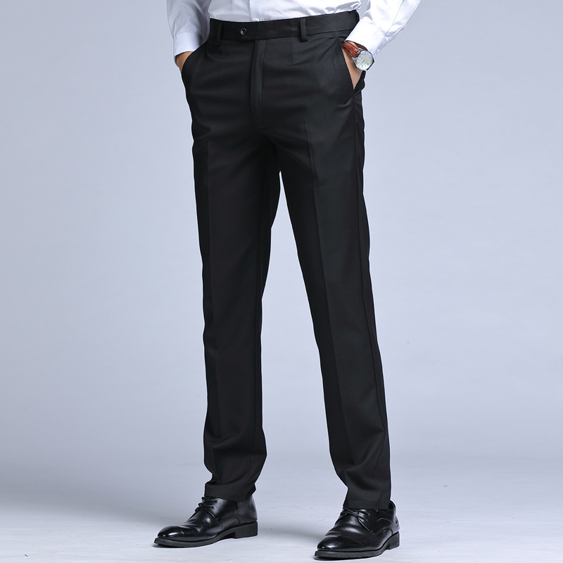 Pantalon de costume unie pour homme, coupe droite et polyvalente