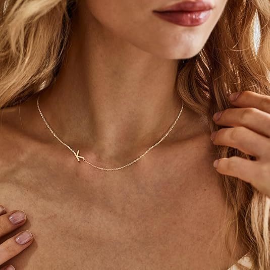 Collier initiale A à Z – métal couleur or, chaîne fine – Image 2