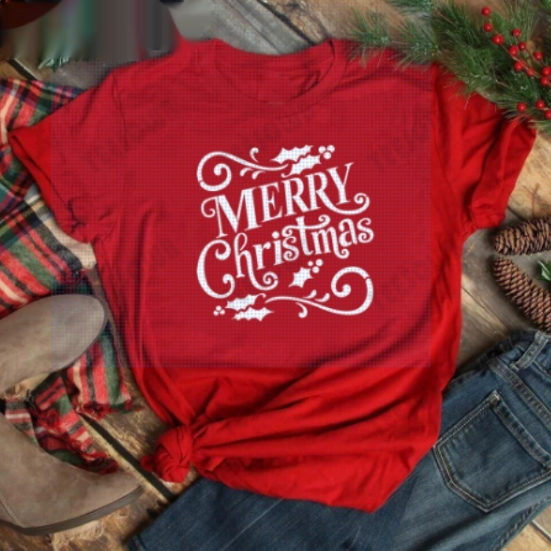 T-shirt décontracté pour femme « Joyeux Noël »